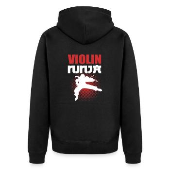 Violin Ninja Violinist - Unisex Premium Organic Zip Hoodie - black - Back - Nico (187cm)
