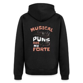 Musique Forte Jeu de mots musical Musiciens - Veste à capuche bio Premium Unisexe - noir - Dos - Nico (187cm)