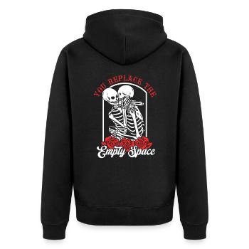 Romantic Gothic Bones Skeleton Roses Death Grave - Unisex Premium Organic Zip Hoodie - black - Back - Nico (187cm)