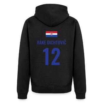 Fußball Sauf Trikot Kroatien Mallorca Party Gruppe - Unisex Premium Bio Zip Hoodie - Schwarz - Hinten - Nico (187cm)