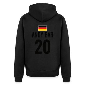 Fußball Sauf Trikot Deutschland Mallorca Gruppen - Unisex Premium Bio Zip Hoodie - Schwarz - Hinten - Nico (187cm)