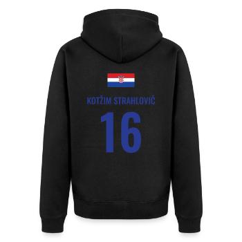 Fußball Sauf Trikot Kroatien Mallorca Party Gruppe - Unisex Premium Bio Zip Hoodie - Schwarz - Hinten - Nico (187cm)