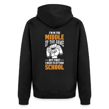 Les enfants retournent à l’école au milieu du jeu Assister - Veste à capuche bio Premium Unisexe - noir - Dos - Nico (187cm)