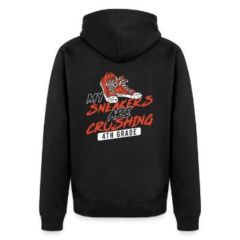 Kids Back to School Crush Sneakers for 4th Grade - Unisex Premium Organic Zip Hoodie - black - Back - Nico (187cm)