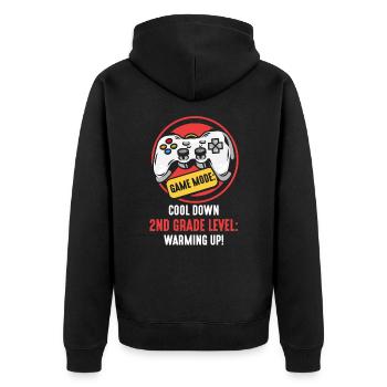 Kids Back to School Gamer Mode 2nd Grade Level - Unisex Premium Bio Zip Hoodie - Schwarz - Hinten - Nico (187cm)