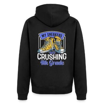 Kids Back to School Crush Sneakers for 4th Grade - Unisex Premium Organic Zip Hoodie - black - Back - Nico (187cm)