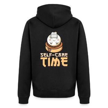 Dim Sums Asiatisches Essen Selbstfürsorge - Unisex Premium Bio Zip Hoodie - Schwarz - Hinten - Nico (187cm)