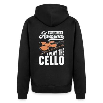 Musik Cello Instrument Klassische Musik Cellist - Unisex Premium Bio Zip Hoodie - Schwarz - Hinten - Nico (187cm)