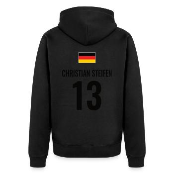 Fußball Sauf Trikot Deutschland Mallorca Gruppen - Unisex Premium Bio Zip Hoodie - Schwarz - Hinten - Nico (187cm)