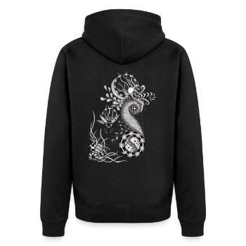 Dessin d’enchevêtrement floral - Veste à capuche bio Premium Unisexe - noir - Dos - Nico (187cm)