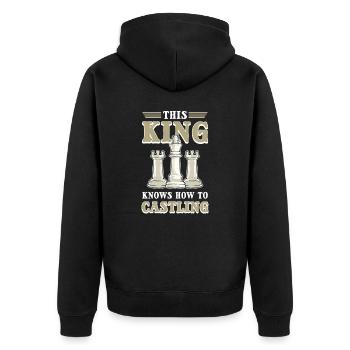 This King Knows How To Castling Chess Board Game - Unisex Premium Bio Zip Hoodie - Schwarz - Hinten - Nico (187cm)