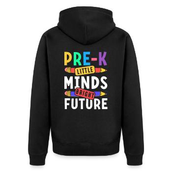 Preschool Kids Back to School Little Minds Bright - Unisex Premium Organic Zip Hoodie - black - Back - Nico (187cm)