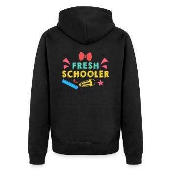Preschool Kids Back to School Fresh Schooler - Unisex Premium Bio Zip Hoodie - Schwarz - Hinten - Nico (187cm)