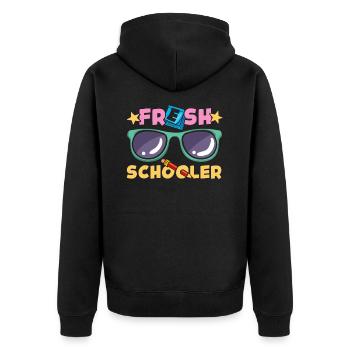 Preschool Kids Back to School Fresh Schooler - Unisex Premium Bio Zip Hoodie - Schwarz - Hinten - Nico (187cm)