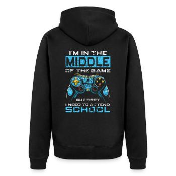 Les enfants retournent à l’école au milieu du jeu Assister - Veste à capuche bio Premium Unisexe - noir - Dos - Nico (187cm)