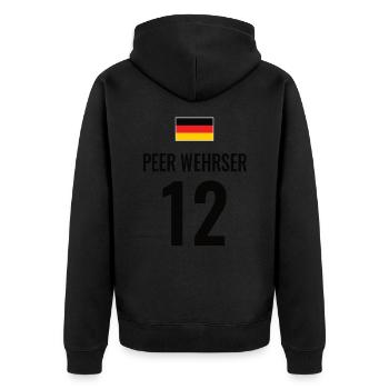 Fußball Sauf Trikot Deutschland Mallorca Gruppen - Unisex Premium Bio Zip Hoodie - Schwarz - Hinten - Nico (187cm)
