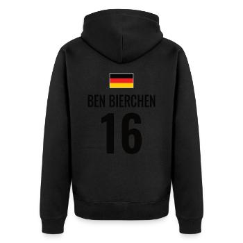 Fußball Sauf Trikot Deutschland Mallorca Gruppen - Unisex Premium Bio Zip Hoodie - Schwarz - Hinten - Nico (187cm)