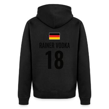 Fußball Sauf Trikot Deutschland Mallorca Gruppen - Unisex Premium Bio Zip Hoodie - Schwarz - Hinten - Nico (187cm)