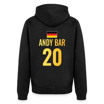 Fußball Sauf Trikot Deutschland Mallorca Gruppen - Unisex Premium Bio Zip Hoodie - Schwarz - Hinten - Nico (187cm)