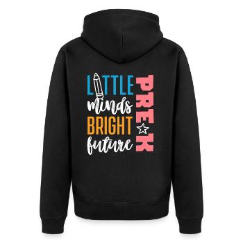 Preschool Kids Back to School Little Minds Bright - Unisex Premium Organic Zip Hoodie - black - Back - Nico (187cm)