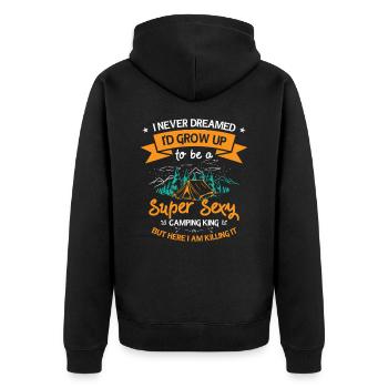 Camping Camper Outdoor Mountain Camping Place - Unisex Premium Organic Zip Hoodie - black - Back - Nico (187cm)