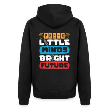 Preschool Kids Back to School Little Minds Bright - Unisex Premium Organic Zip Hoodie - black - Back - Nico (187cm)