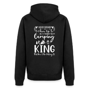 Camping Camper Outdoor Mountain Camping Place - Unisex Premium Organic Zip Hoodie - black - Back - Nico (187cm)