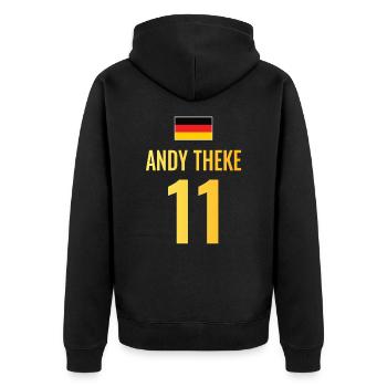 Fußball Sauf Trikot Deutschland Mallorca Gruppen - Unisex Premium Bio Zip Hoodie - Schwarz - Hinten - Nico (187cm)