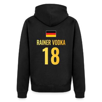 Fußball Sauf Trikot Deutschland Mallorca Gruppen - Unisex Premium Bio Zip Hoodie - Schwarz - Hinten - Nico (187cm)