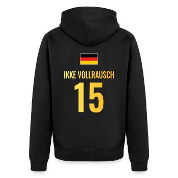 Fußball Sauf Trikot Deutschland Mallorca Gruppen - Unisex Premium Bio Zip Hoodie - Schwarz - Hinten - Nico (187cm)