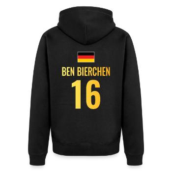 Fußball Sauf Trikot Deutschland Mallorca Gruppen - Unisex Premium Bio Zip Hoodie - Schwarz - Hinten - Nico (187cm)