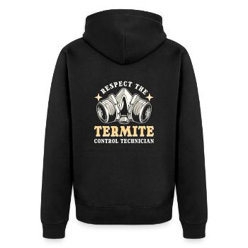 Respect The Termite Control Technician Pest - Unisex Premium Bio Zip Hoodie - Schwarz - Hinten - Nico (187cm)