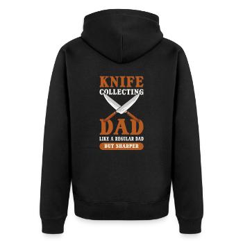 Papa collectionneur de couteaux. Comme un couteau de papa normal - Veste à capuche bio Premium Unisexe - noir - Dos - Nico (187cm)