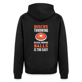 Lancer des balles de lancer de disque est trop facile discus - Veste à capuche bio Premium Unisexe - noir - Dos - Nico (187cm)