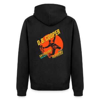 DB Cooper Skydiving Academy - Unisex Premium Organic Zip Hoodie - black - Back - Nico (187cm)