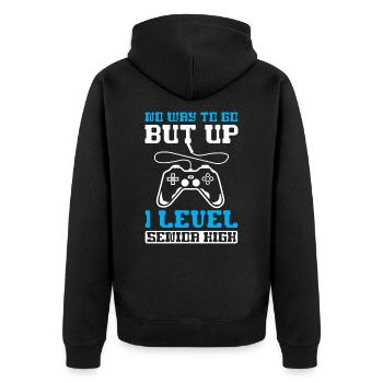 Teens Back to School No Way to Go Up One Level - Unisex Premium Organic Zip Hoodie - black - Back - Nico (187cm)