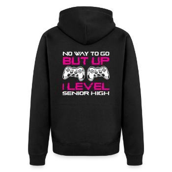 Teens Back to School No Way to Go Up One Level - Unisex Premium Organic Zip Hoodie - black - Back - Nico (187cm)