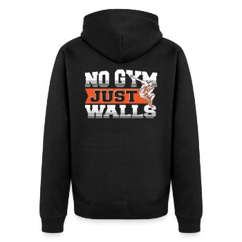 No Gym Just Walls Freerunning Parkour - Unisex Premium Organic Zip Hoodie - black - Back - Nico (187cm)