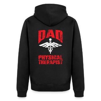 Physical Therapy Dad Therapist Gait Physics PT - Unisex Premium Organic Zip Hoodie - black - Back - Nico (187cm)