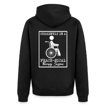 Physical Therapy Currently Peace Physical Therapy - Unisex Premium Bio Zip Hoodie - Schwarz - Hinten - Nico (187cm)