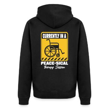 Physical Therapy Currently Peace Physical Therapy - Unisex Premium Bio Zip Hoodie - Schwarz - Hinten - Nico (187cm)