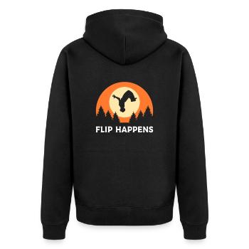 Flip Happens Freerunning Parkour - Unisex Premium Organic Zip Hoodie - black - Back - Nico (187cm)