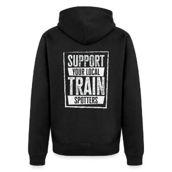 Train Trainspotter Locomotive Hobby Trainspotting - Unisex Premium Organic Zip Hoodie - black - Back - Nico (187cm)