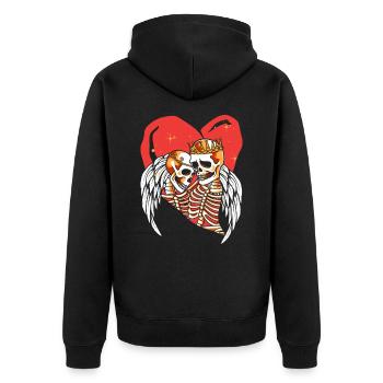 Infinite Love and Romance Gothic Bones Skeleton - Unisex Premium Bio Zip Hoodie - Schwarz - Hinten - Nico (187cm)