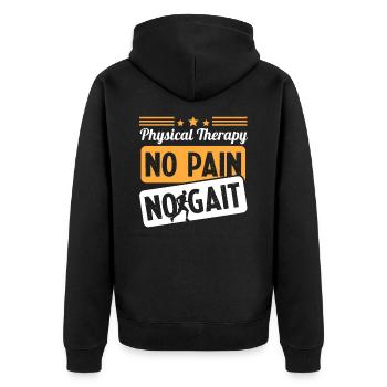 Physical Therapy No Pain No Gait Physics PT - Unisex Premium Bio Zip Hoodie - Schwarz - Hinten - Nico (187cm)
