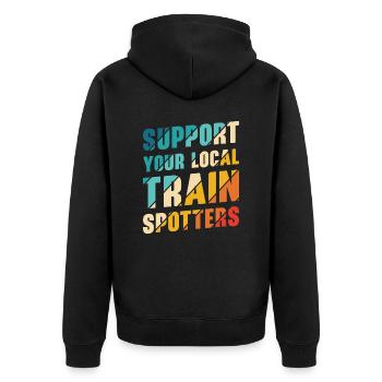 Train Trainspotter Locomotive Hobby Trainspotting - Unisex Premium Organic Zip Hoodie - black - Back - Nico (187cm)