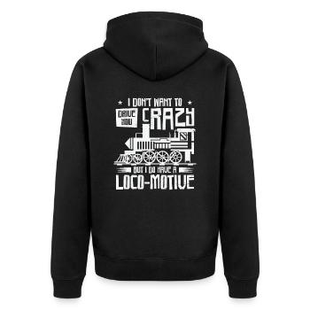 Triebfahrzeugführer Lokomotivführer - Unisex Premium Bio Zip Hoodie - Schwarz - Hinten - Nico (187cm)