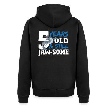 5 Years Old & Still Jaw-Some Mosasaurus Birthday - Unisex Premium Bio Zip Hoodie - Schwarz - Hinten - Nico (187cm)