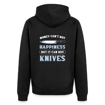 Money Can't Buy Happiness But Knives Knife - Unisex Premium Bio Zip Hoodie - Schwarz - Hinten - Nico (187cm)