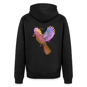 Colorful Fying Splash Bird Northern Cardinal - Unisex Premium Organic Zip Hoodie - black - Back - Nico (187cm)